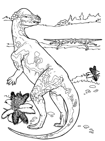 Pachycephalosaurus Cretaceous Period Dinosaur Coloring Page